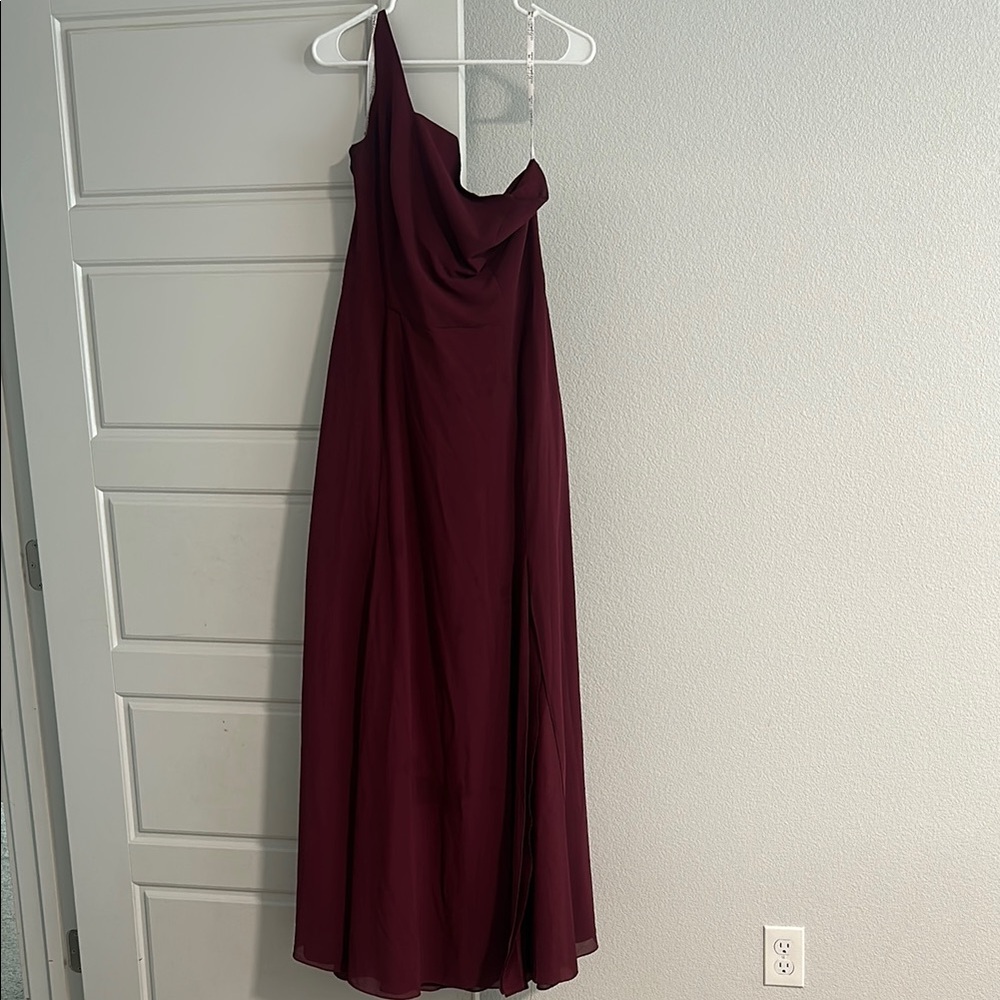 Red Asymmetrical One-Shoulder Gown